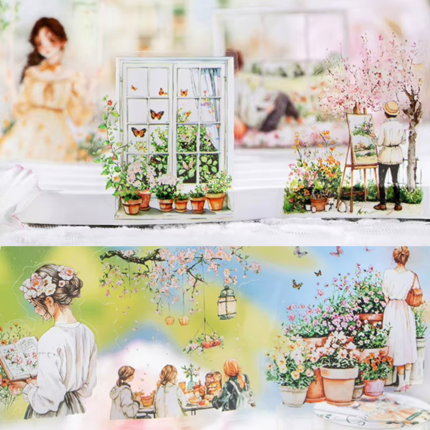 Spring Garden Decorative Roll Tape Character Stickers Sunny Sky Studio