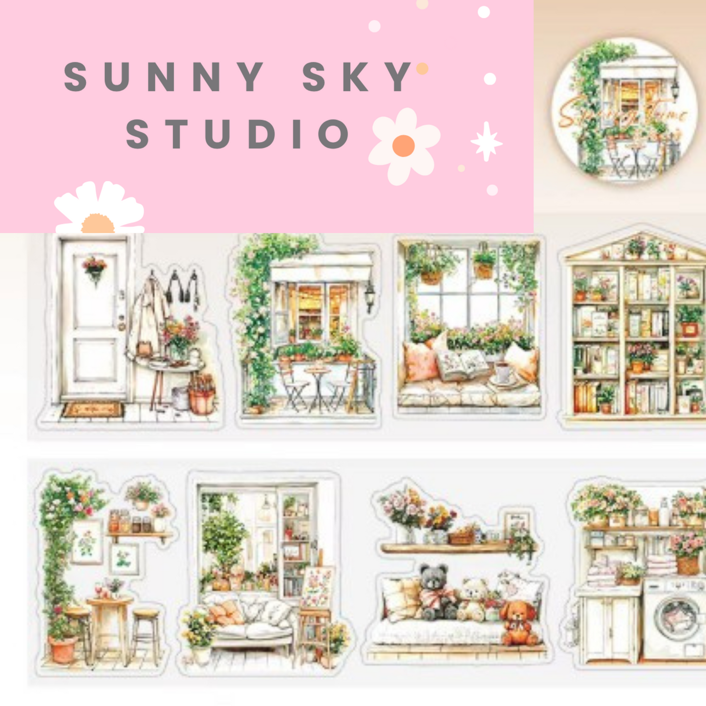 Spring Garden Decorative Roll Tape Character Stickers Sunny Sky Studio