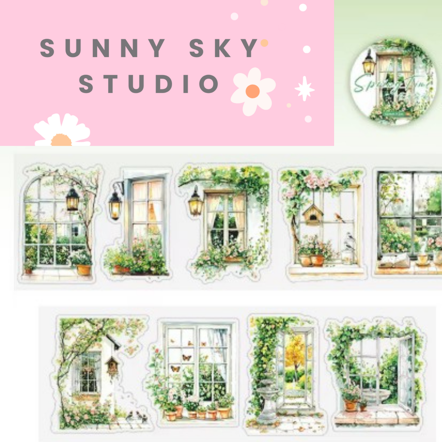 Spring Garden Decorative Roll Tape Character Stickers Sunny Sky Studio