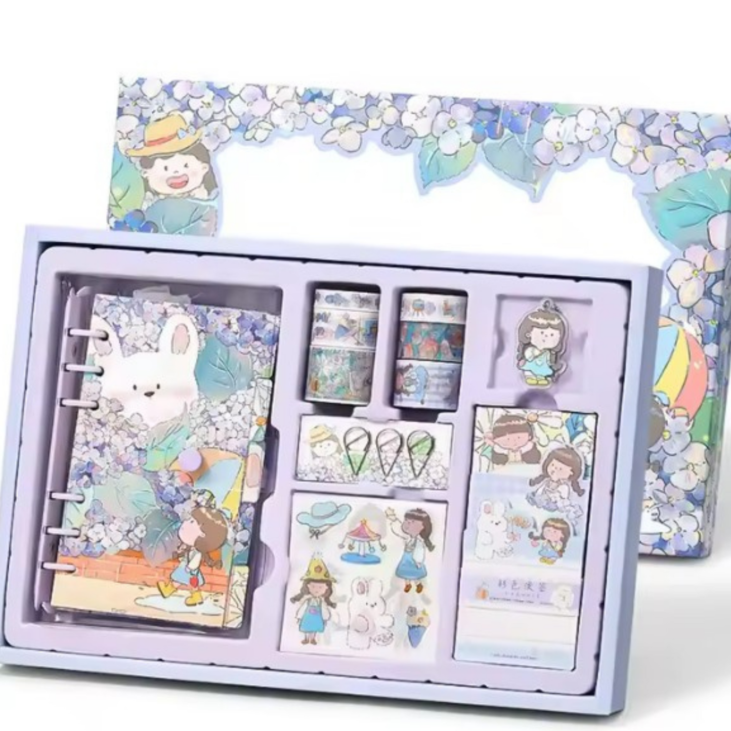 Vintage Loose-Leaf Sticker & Custom Notebook Gift Set – For Journaling & Planning - BLUE Sunny Sky Studio