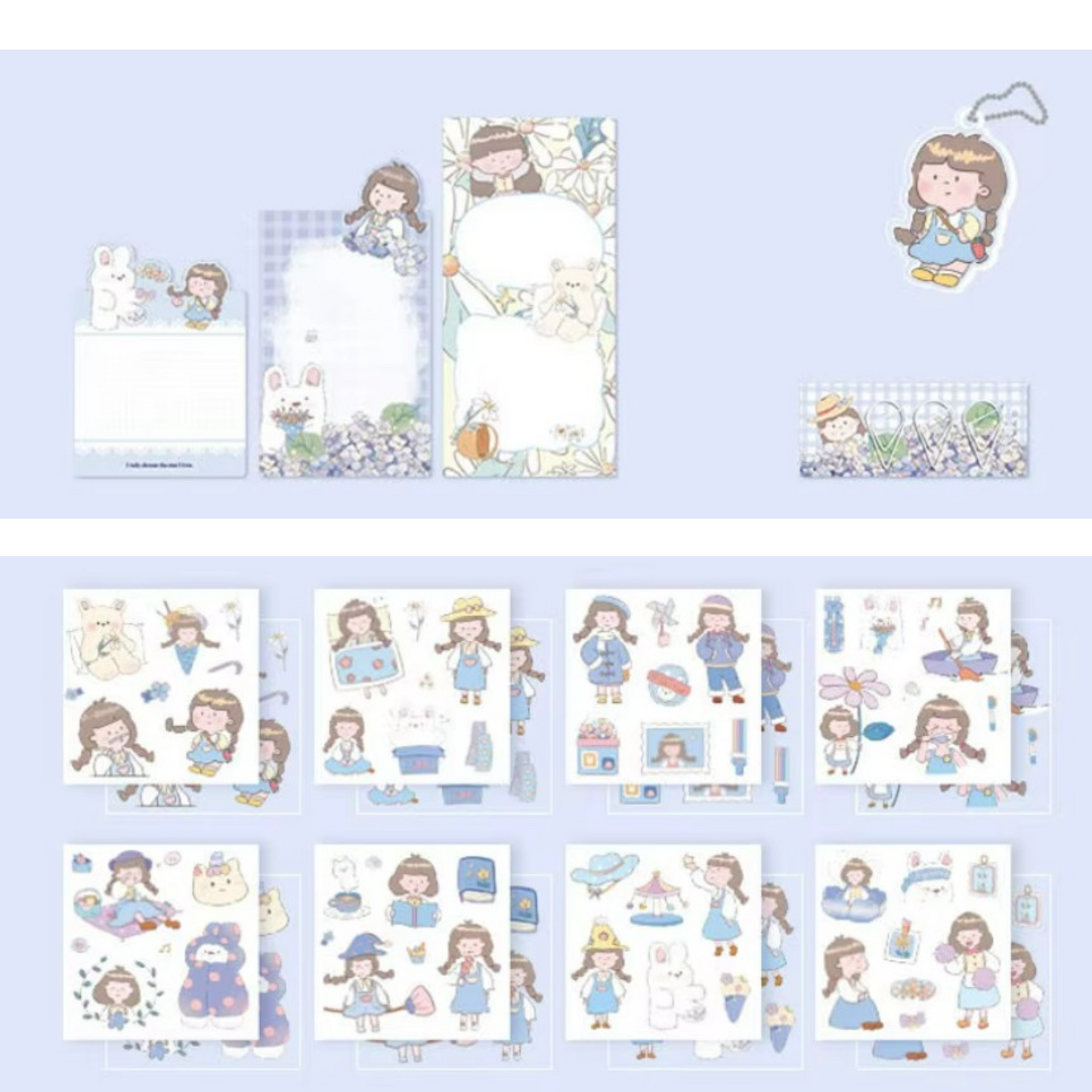 Vintage Loose-Leaf Sticker & Custom Notebook Gift Set – For Journaling & Planning - BLUE Sunny Sky Studio