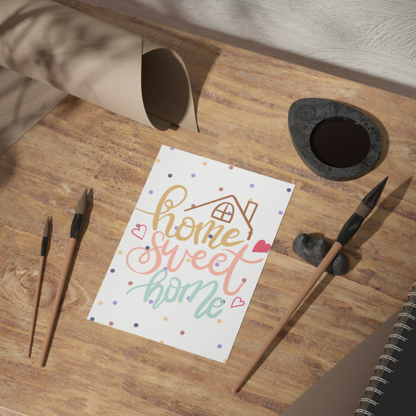 Home Sweet Home Postcard – Cozy Housewarming Greeting Card, New Home Gift, Warm & Welcoming Sunny Sky Studio