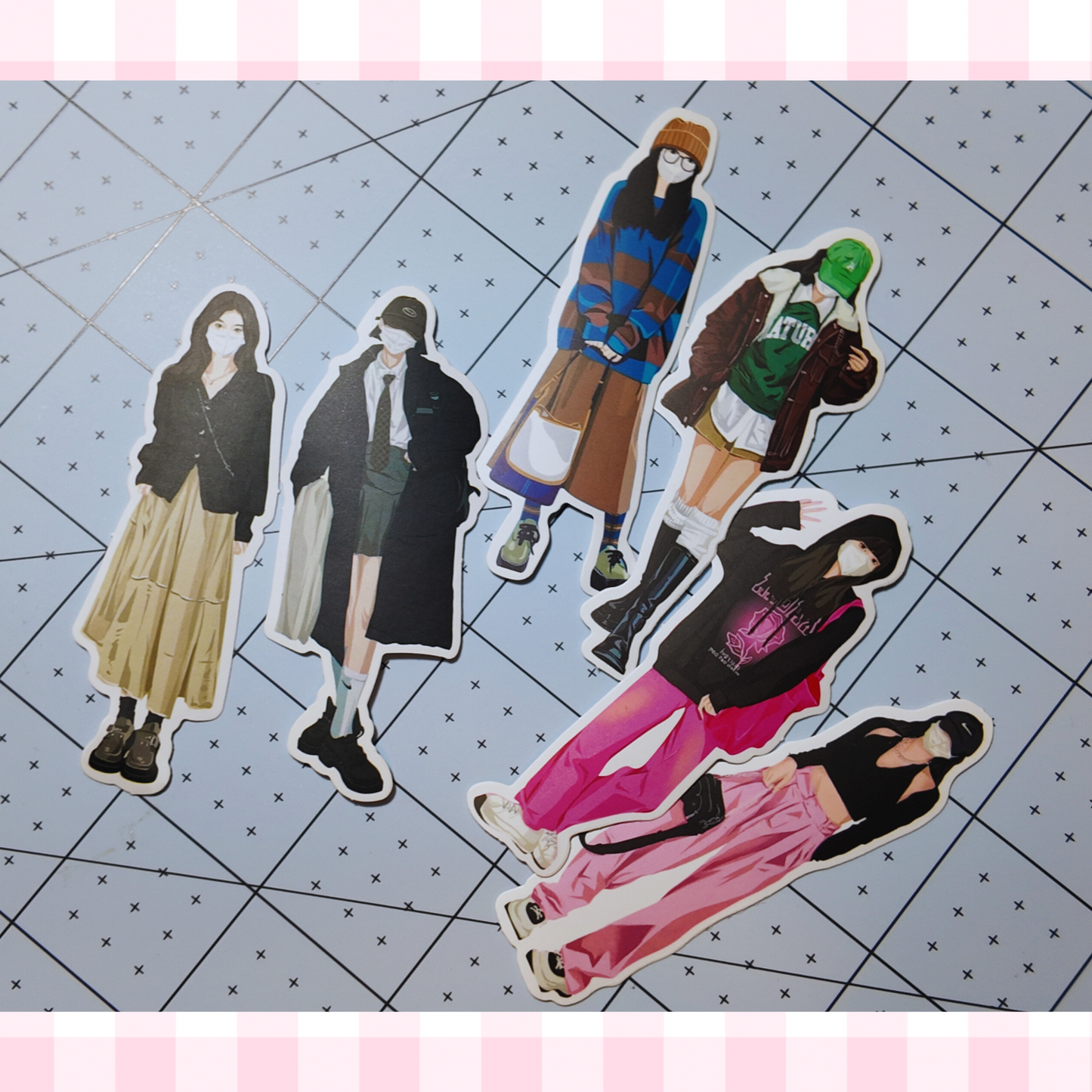Aesthetic Girl Stickers Wearing Face Masks – Random 10 Pcs | Cute Streetwear Fashion Stickers Sunny Sky Studio