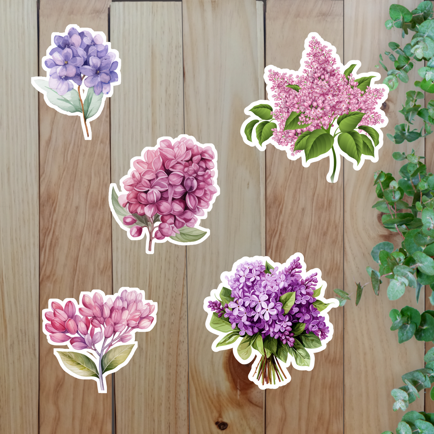 Elegant Lilac Flower Stickers (20-Piece) Sunny Sky Studio
