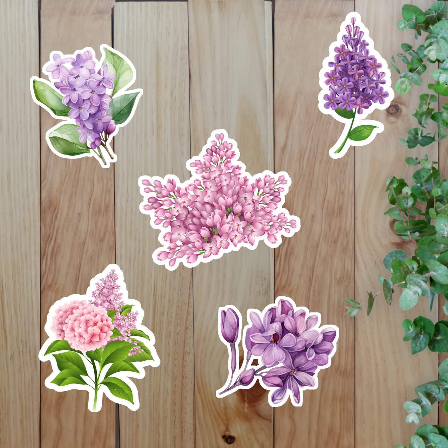 Elegant Lilac Flower Stickers (20-Piece) Sunny Sky Studio