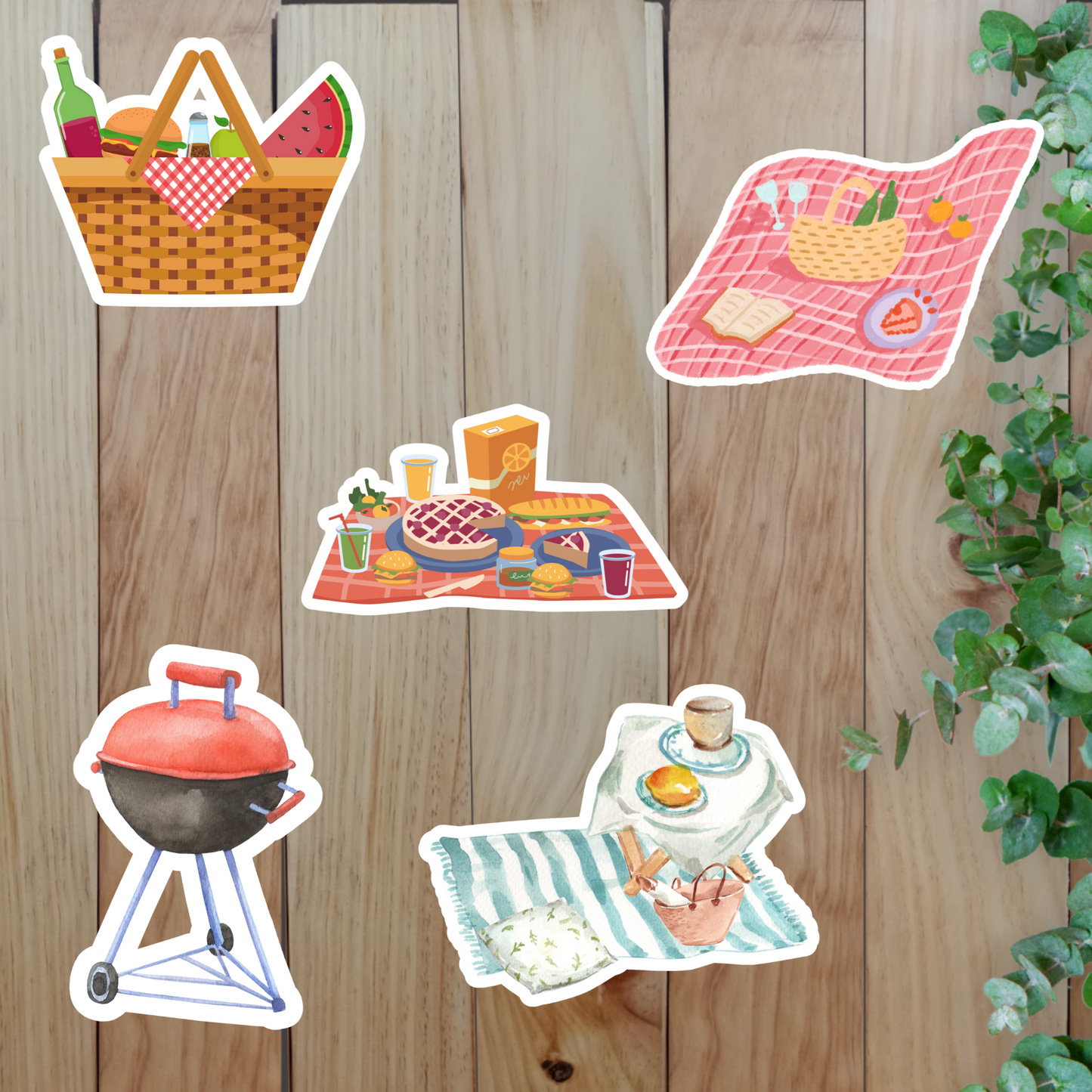 Cute Picnic Stickers (20-Piece) Sunny Sky Studio
