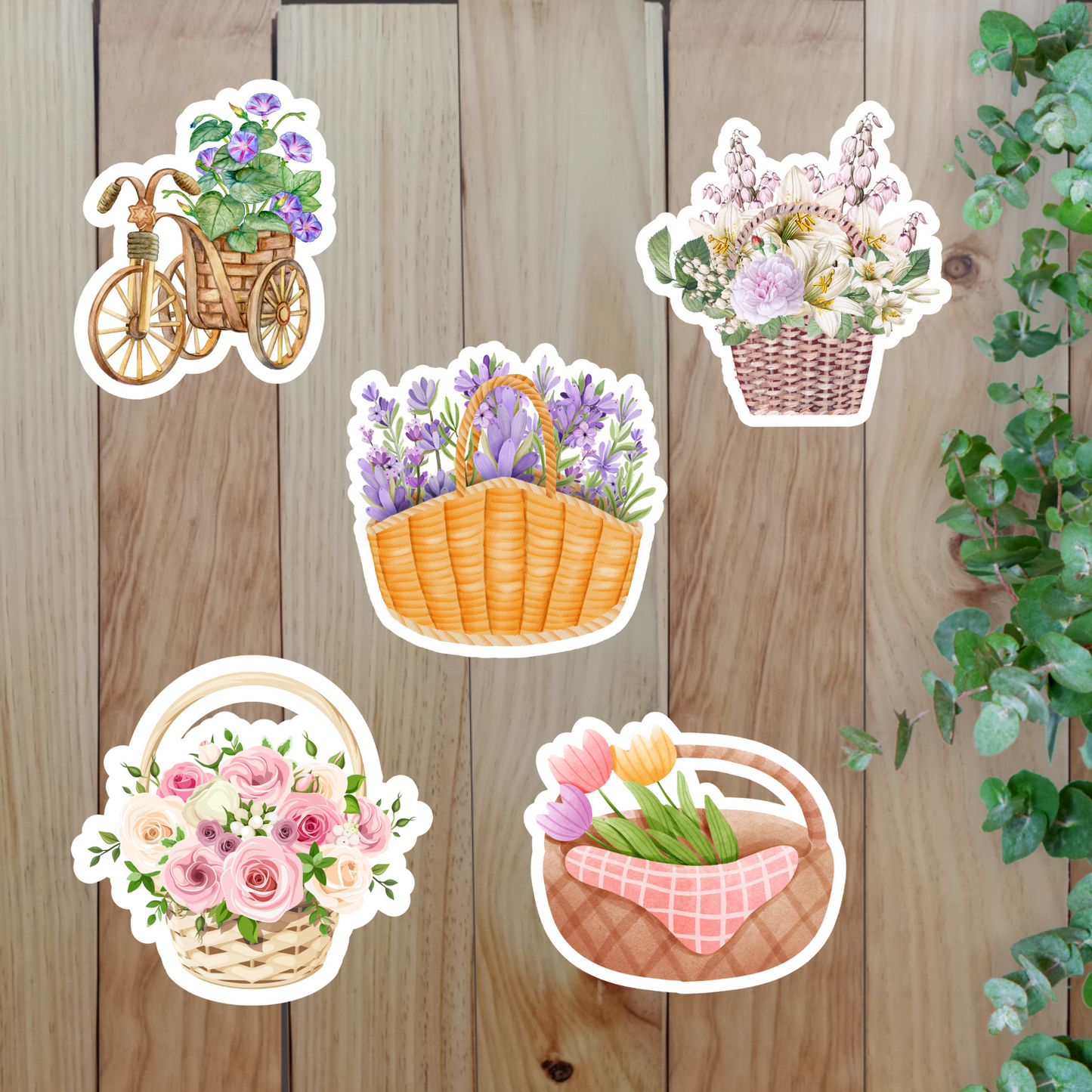 Flower Basket Stickers (20-Piece) Sunny Sky Studio