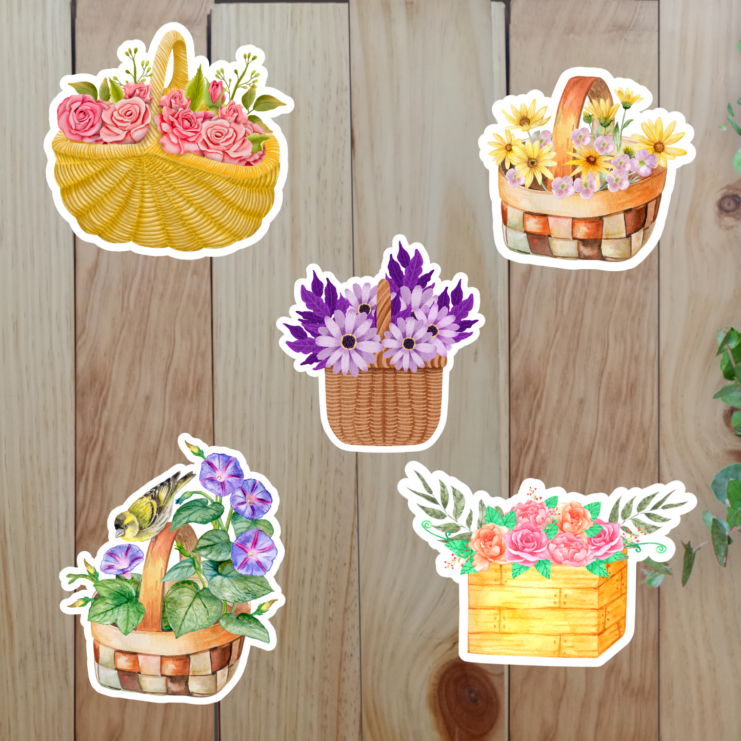 Flower Basket Stickers (20-Piece) Sunny Sky Studio