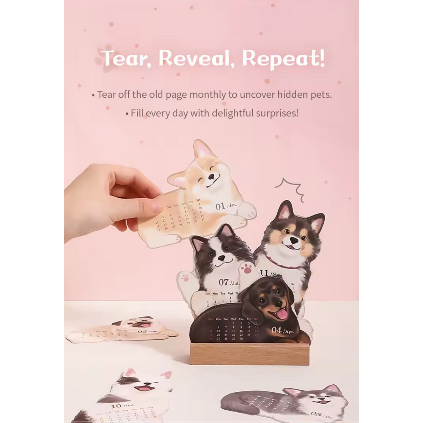 2026 Pet Desk Calendar – 3D Cat & Dog Shaped - PREORDER - SHIPS OCT 15 Sunny Sky Studio