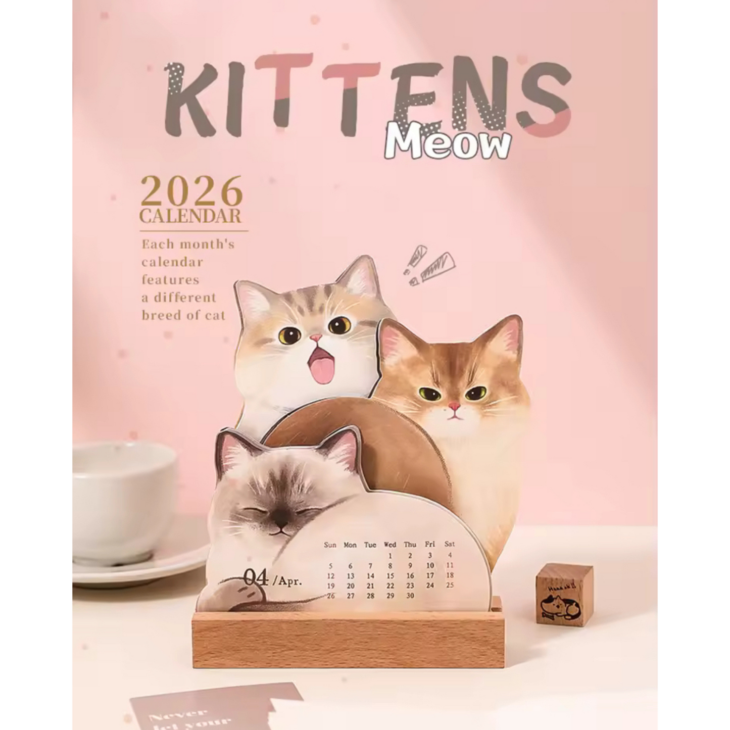 2026 Pet Desk Calendar – 3D Cat & Dog Shaped - PREORDER - SHIPS OCT 15 Sunny Sky Studio