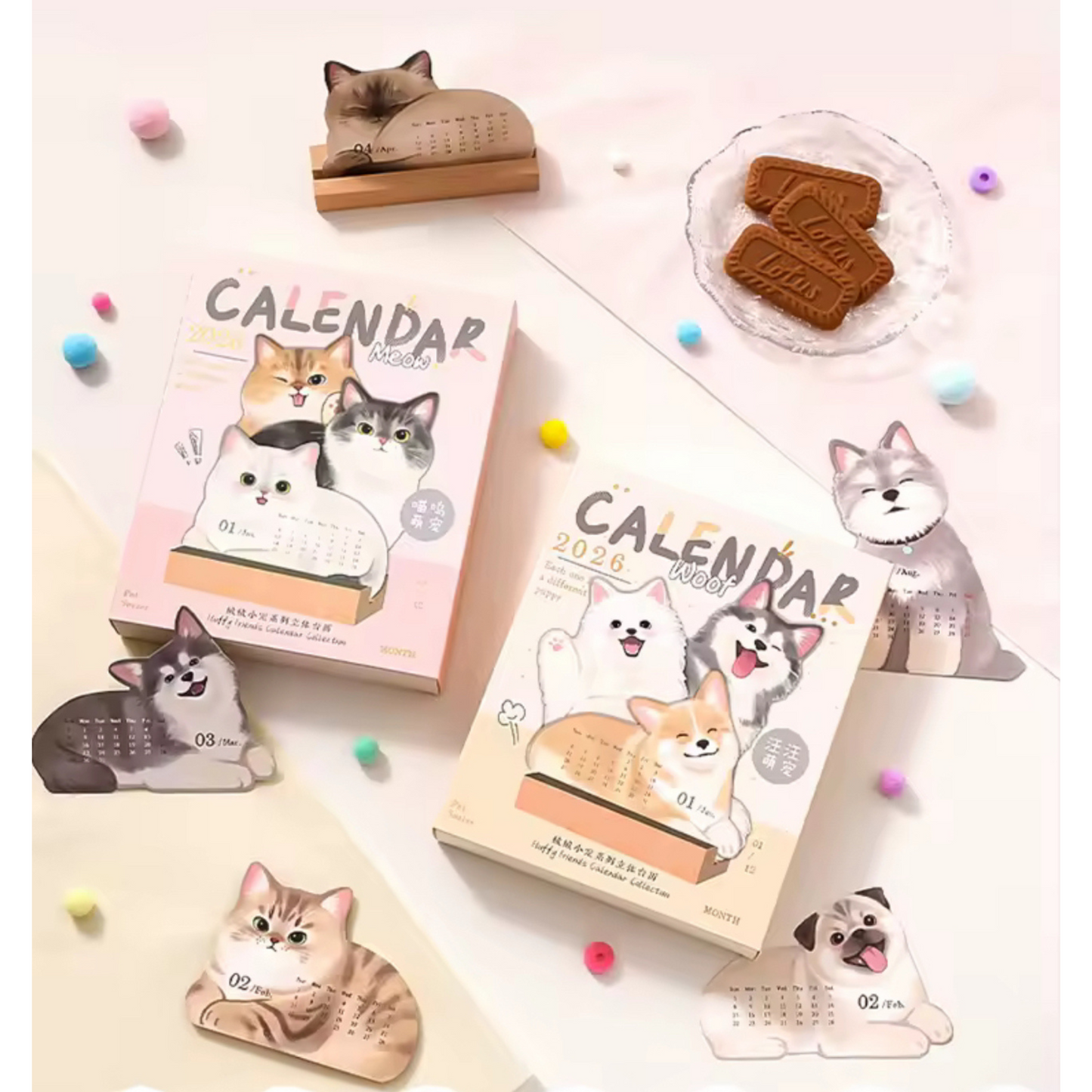2026 Pet Desk Calendar – 3D Cat & Dog Shaped - PREORDER - SHIPS OCT 15 Sunny Sky Studio