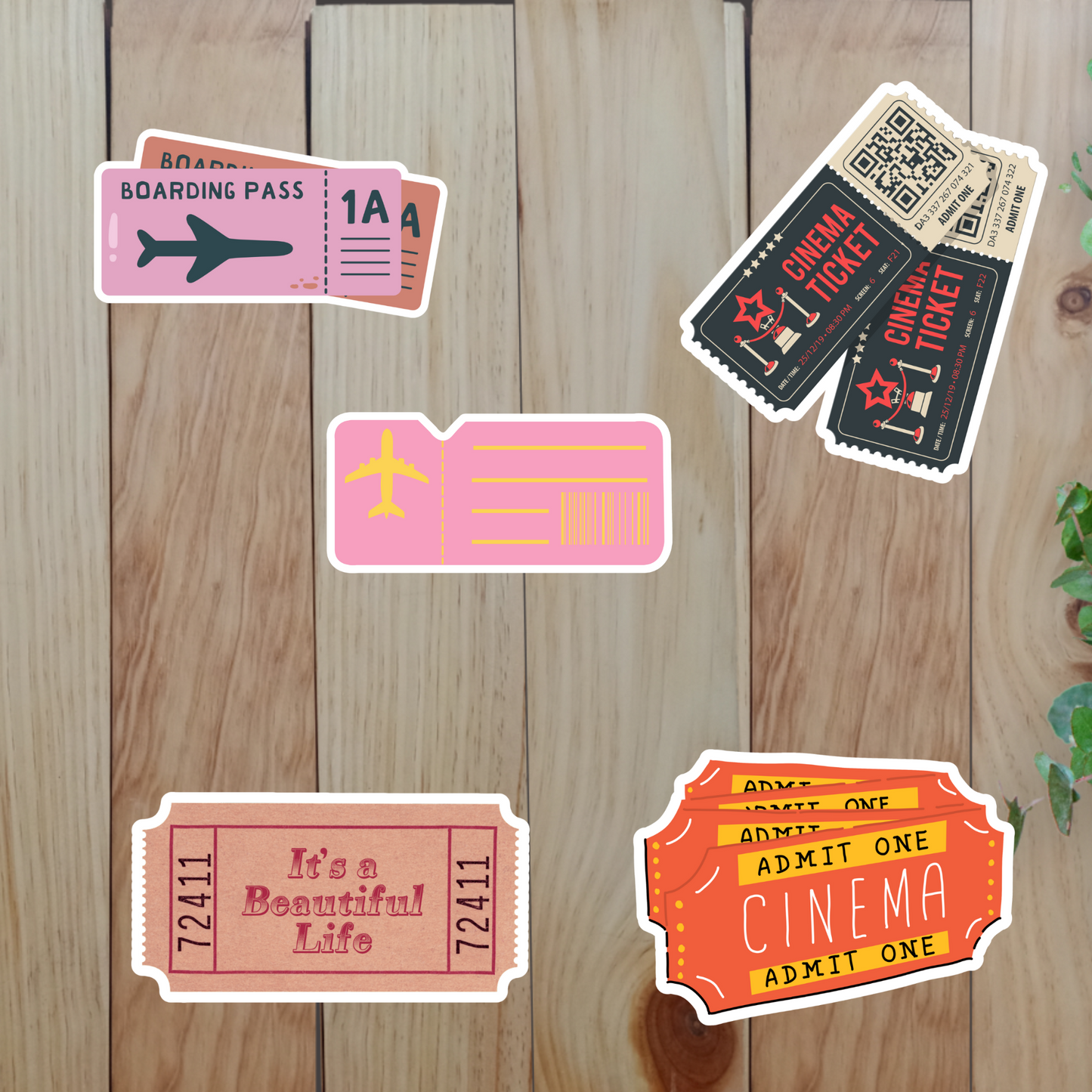 Retro Ticket Stickers (20-Piece) Sunny Sky Studio