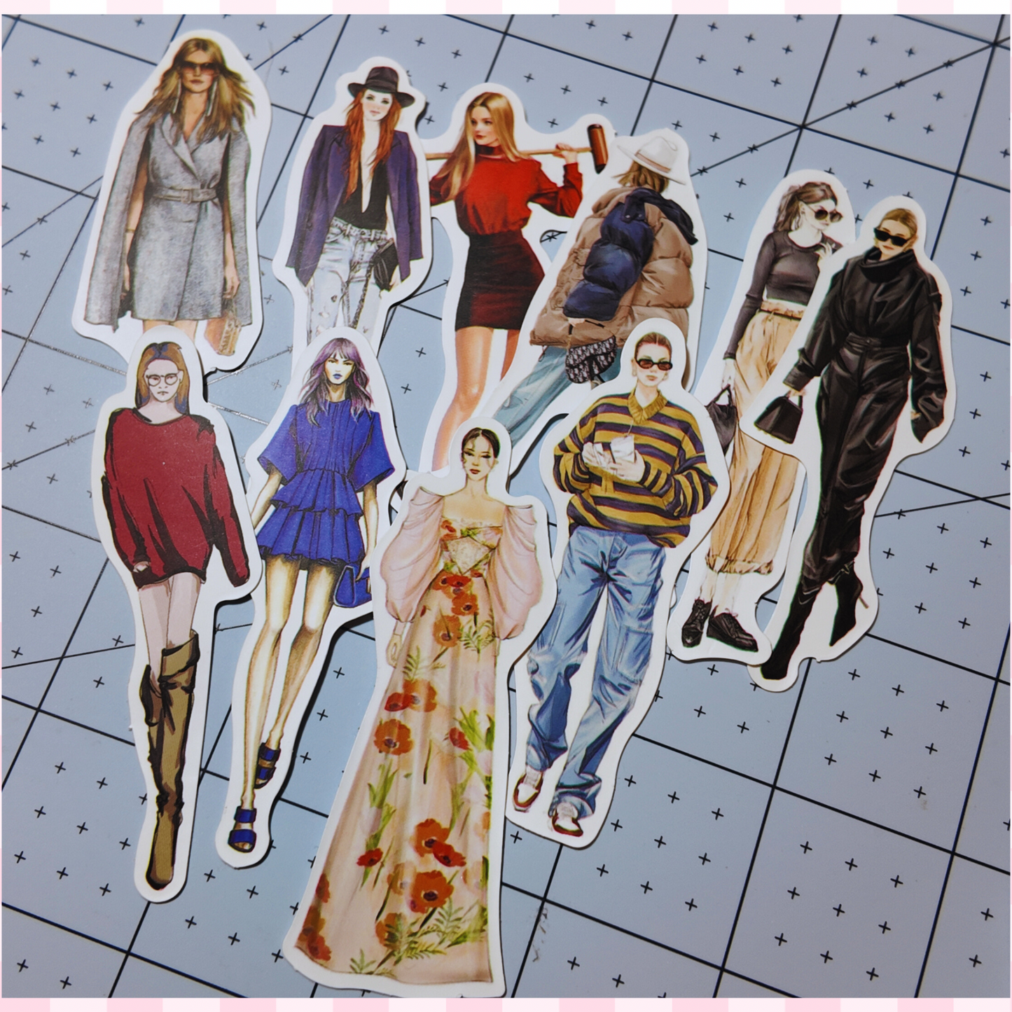 Aesthetic Girl Fashionista Stickers – 10 Pieces | Trendy & Stylish Decor Sunny Sky Studio