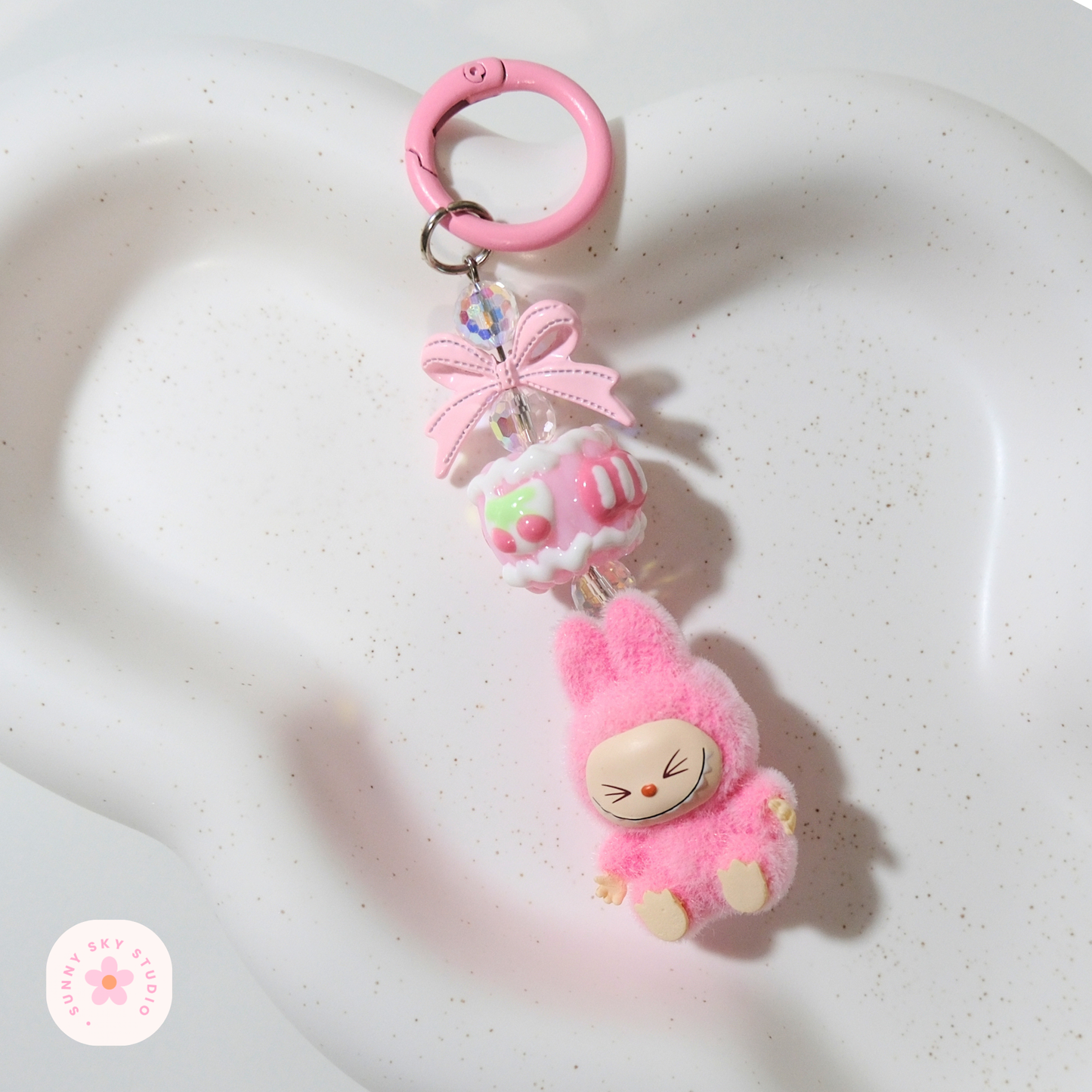 Mini Plush Cartoon Keychain - PINK 2 Sunny Sky Studio