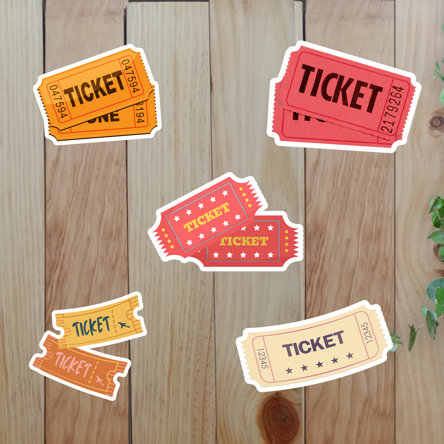 Retro Ticket Stickers (20-Piece) Sunny Sky Studio