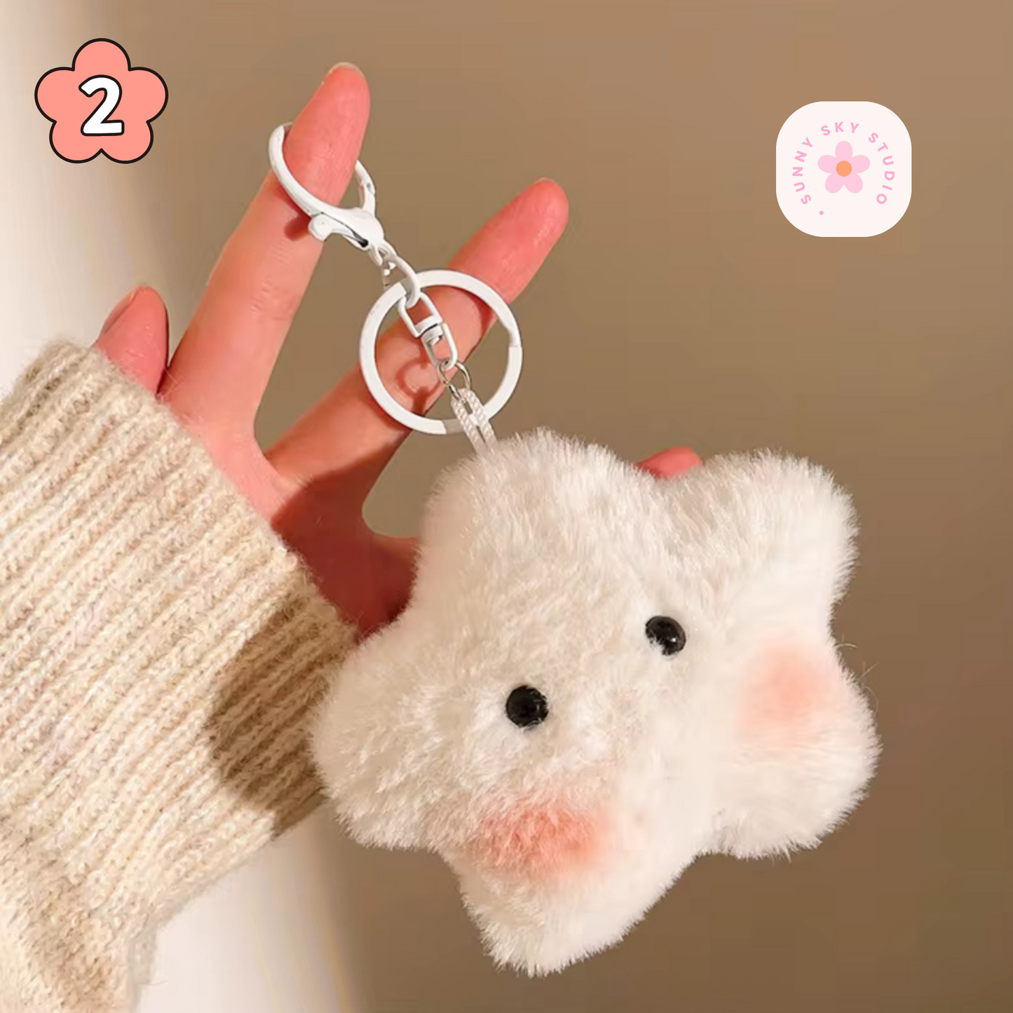 Kawaii Plush Keychain - WHITE STAR Sunny Sky Studio