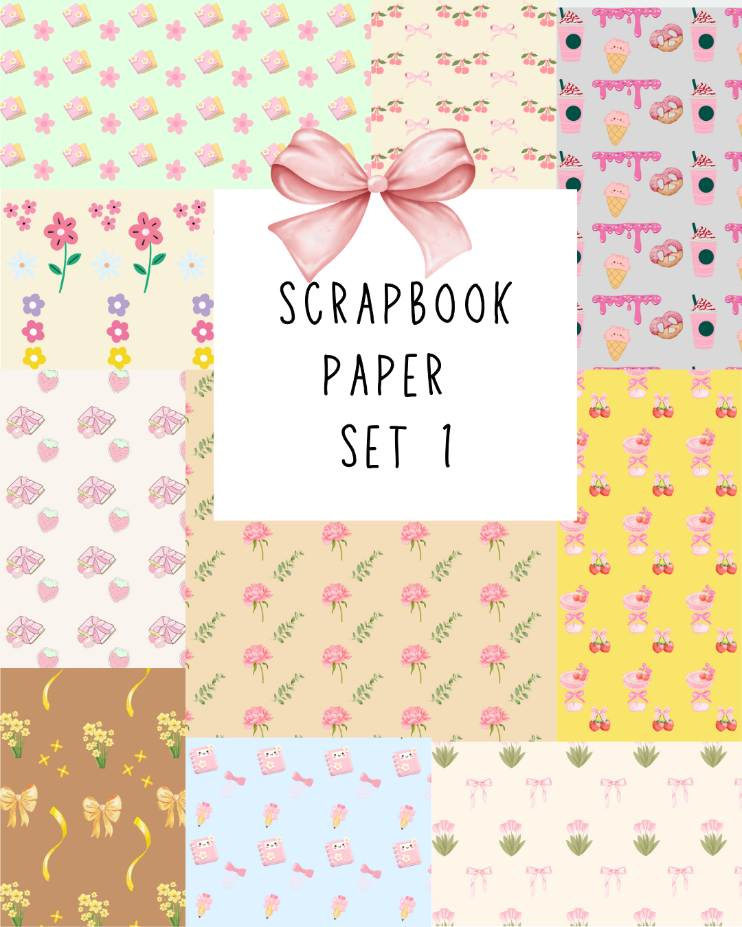 Scrapbook Paper Set 1 – 20 Sheets, 10 Unique Designs Sunny Sky Studio