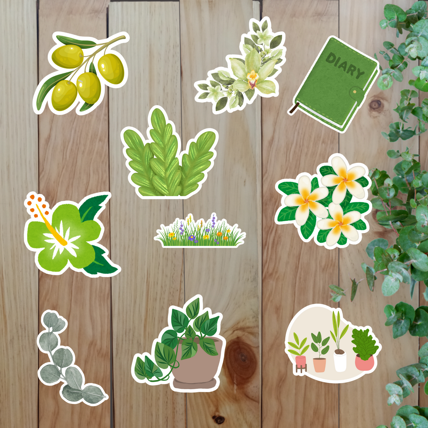 Green Vibes Stickers (20 pieces) Sunny Sky Studio