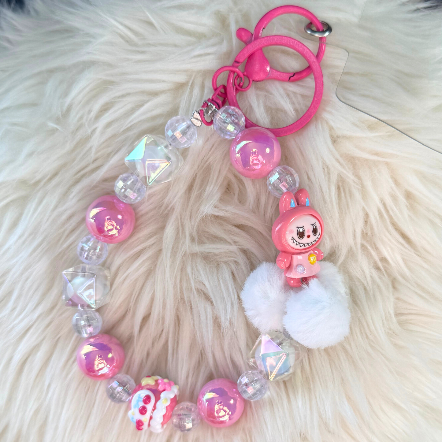 Cartoon Beads Keychain -PINK Sunny Sky Studio