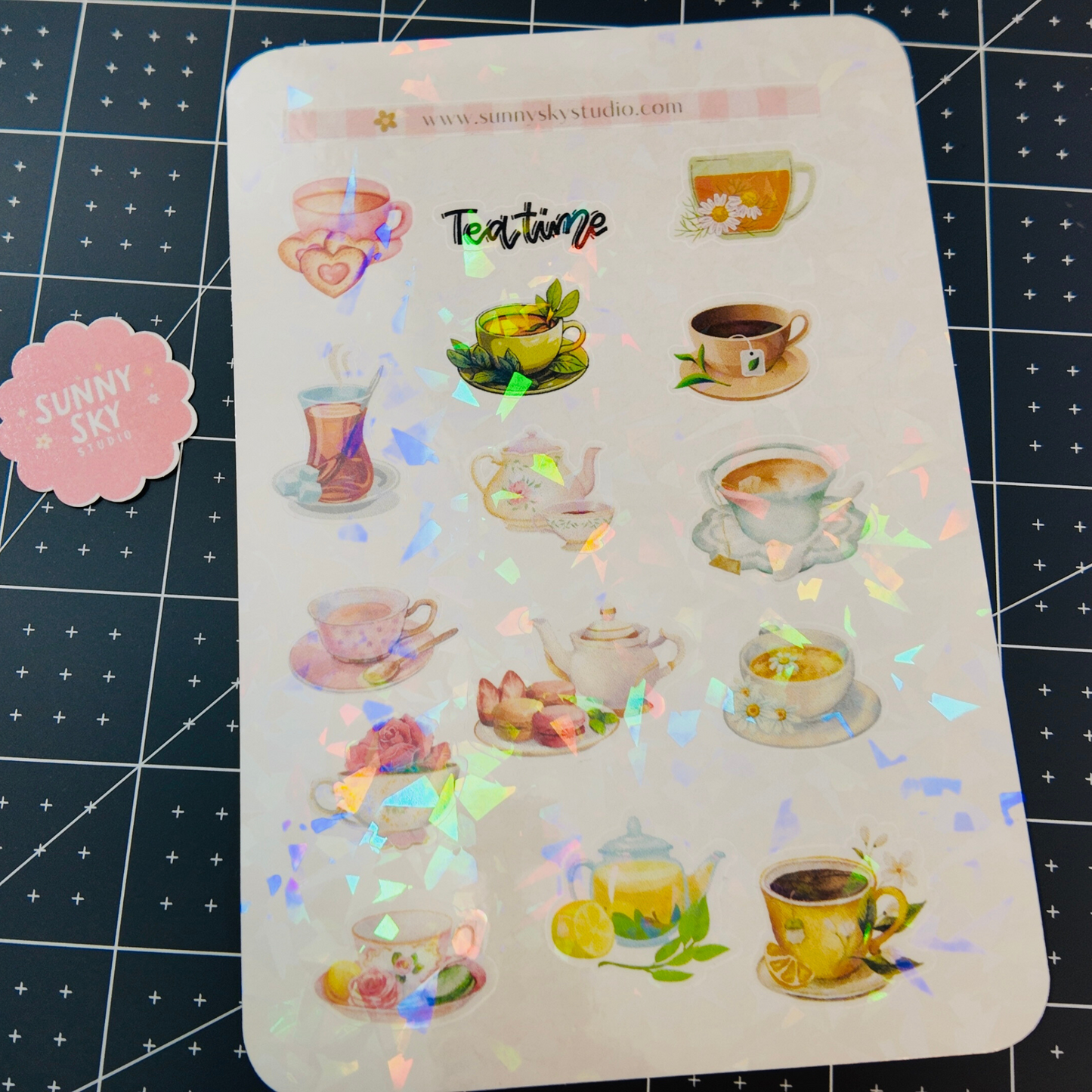 Teacups Sticker Sheet Sunny Sky Studio