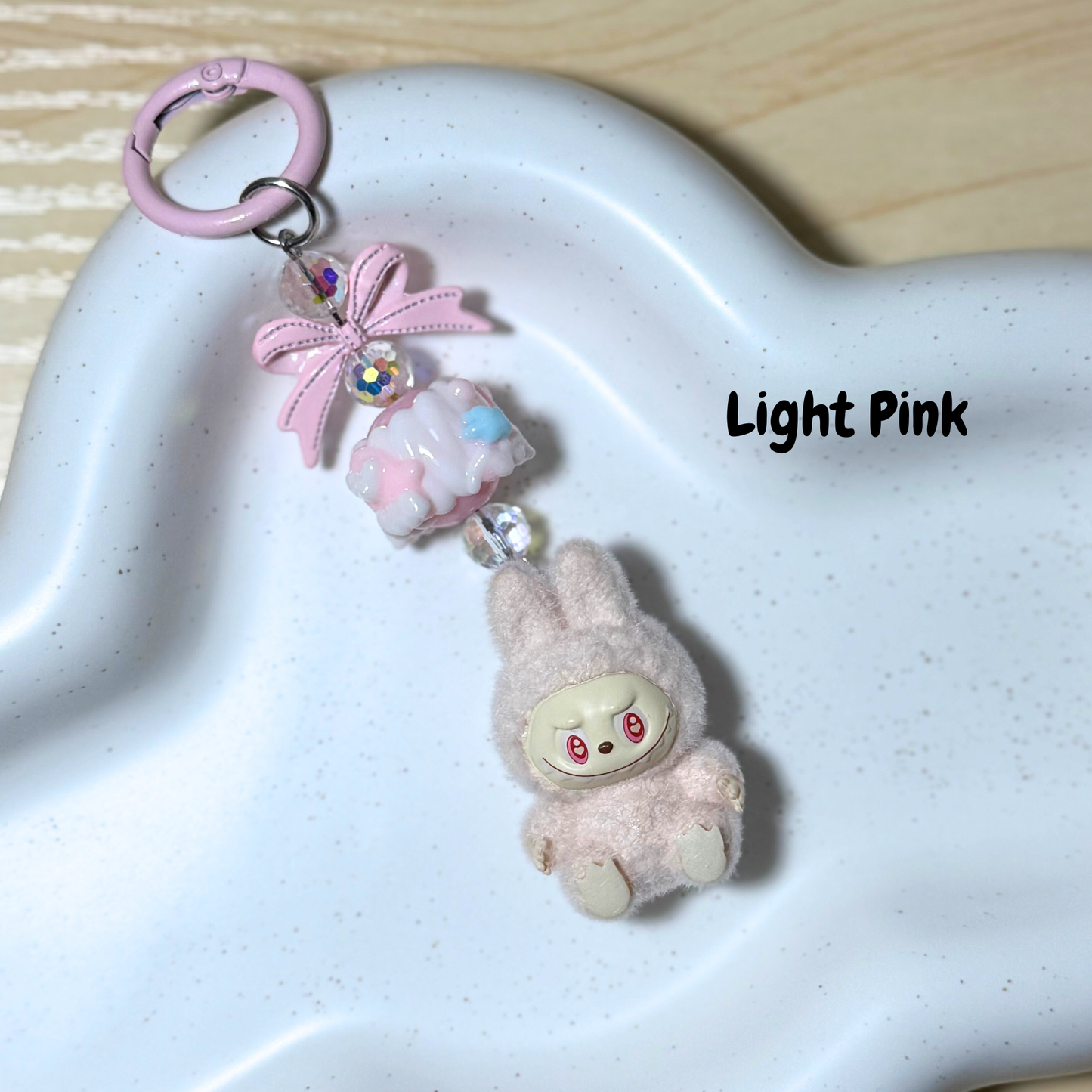 Mini Plush Cartoon Keychain - LIGHT PINK - Sunny Sky Studio