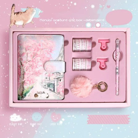 Creative Korean Cherry Blossom Gift Set – A6 Hardcover Notepad Sunny Sky Studio