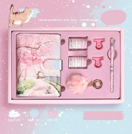 Creative Korean Cherry Blossom Gift Set – A6 Hardcover Notepad Sunny Sky Studio