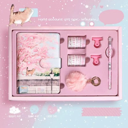 Creative Korean Cherry Blossom Gift Set – A6 Hardcover Notepad Sunny Sky Studio