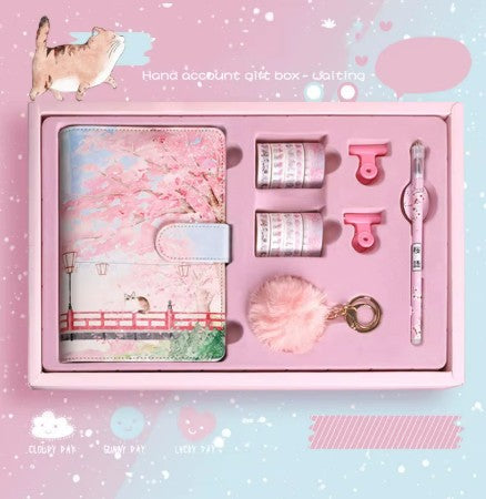 Creative Korean Cherry Blossom Gift Set – A6 Hardcover Notepad Sunny Sky Studio