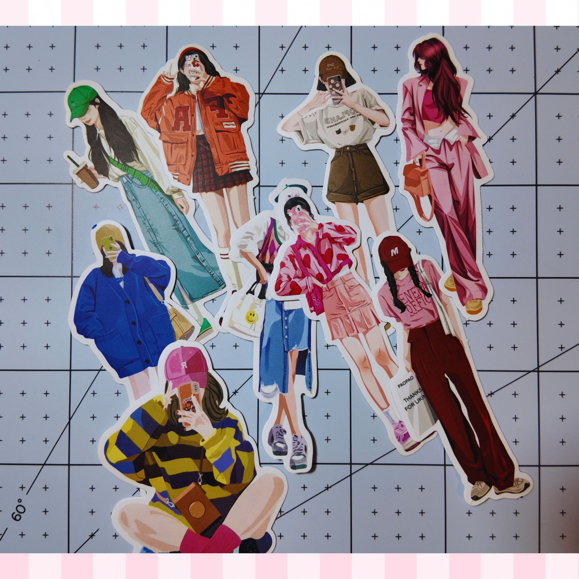 Aesthetic Girl Hidden Face Stickers – 10 Pieces Sunny Sky Studio