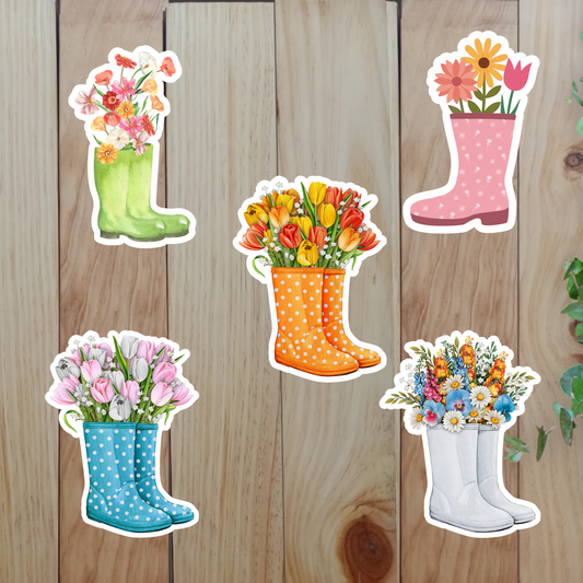Rainboot with Flowers Stickers (20-Piece) Sunny Sky Studio