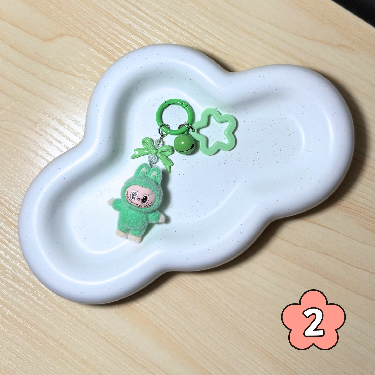 Cartoon Mini Plush Keychain - GREEN - Sunny Sky Studio