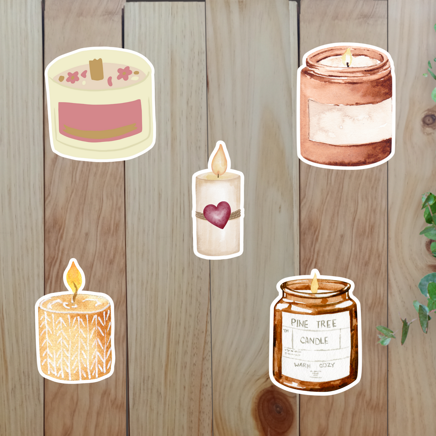 Cozy Candle Stickers (20-Piece) Sunny Sky Studio