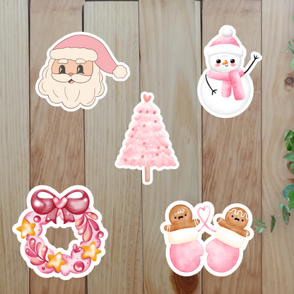 Pink Christmas Stickers (20-Piece) Sunny Sky Studio