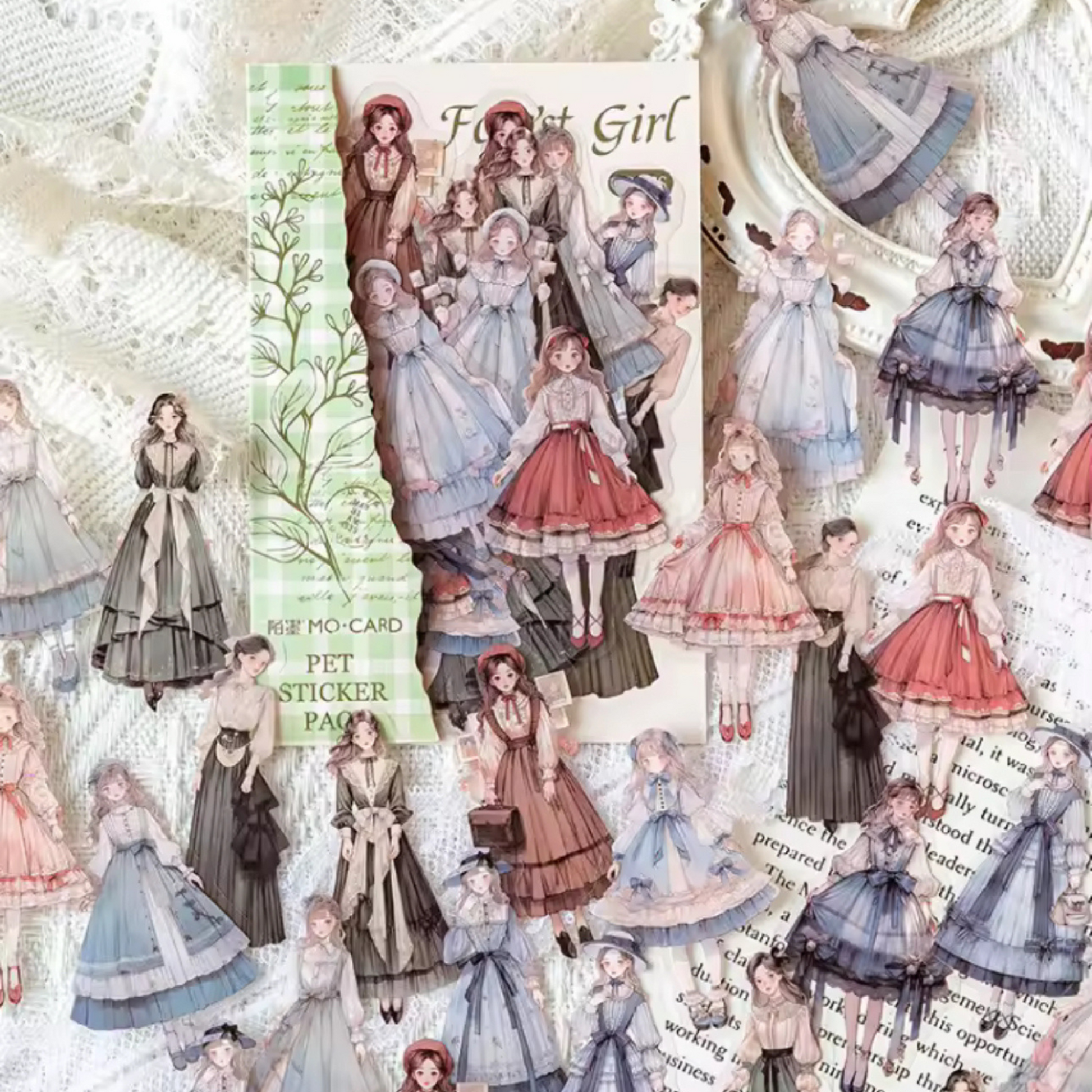 30pcs Character Sticker Pack, Exquisite Girl Stickers Sunny Sky Studio