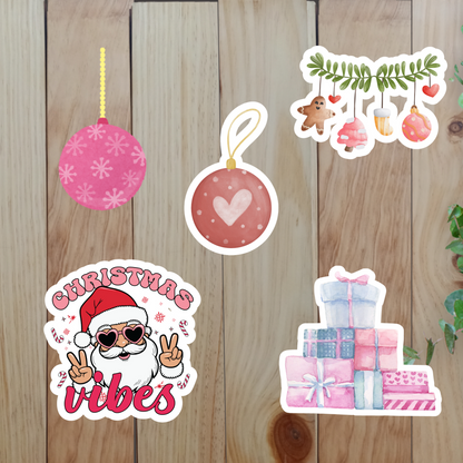 Pink Christmas Stickers (20-Piece) Sunny Sky Studio