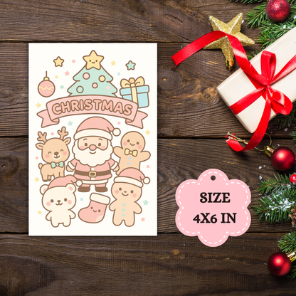 Kawaii Merry Christmas Postcard 1 Sunny Sky Studio