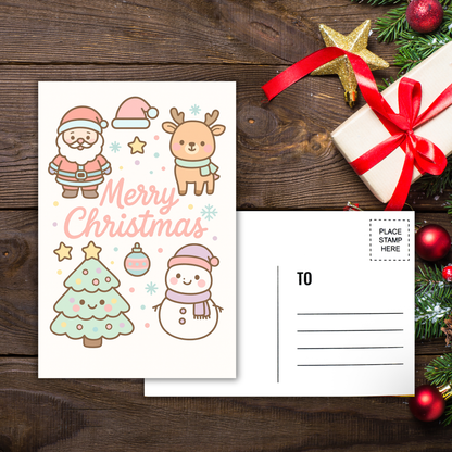 Kawaii Merry Christmas Postcard 2 Sunny Sky Studio
