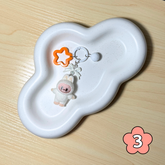 Cartoon Mini Plush Keychain - WHITE
