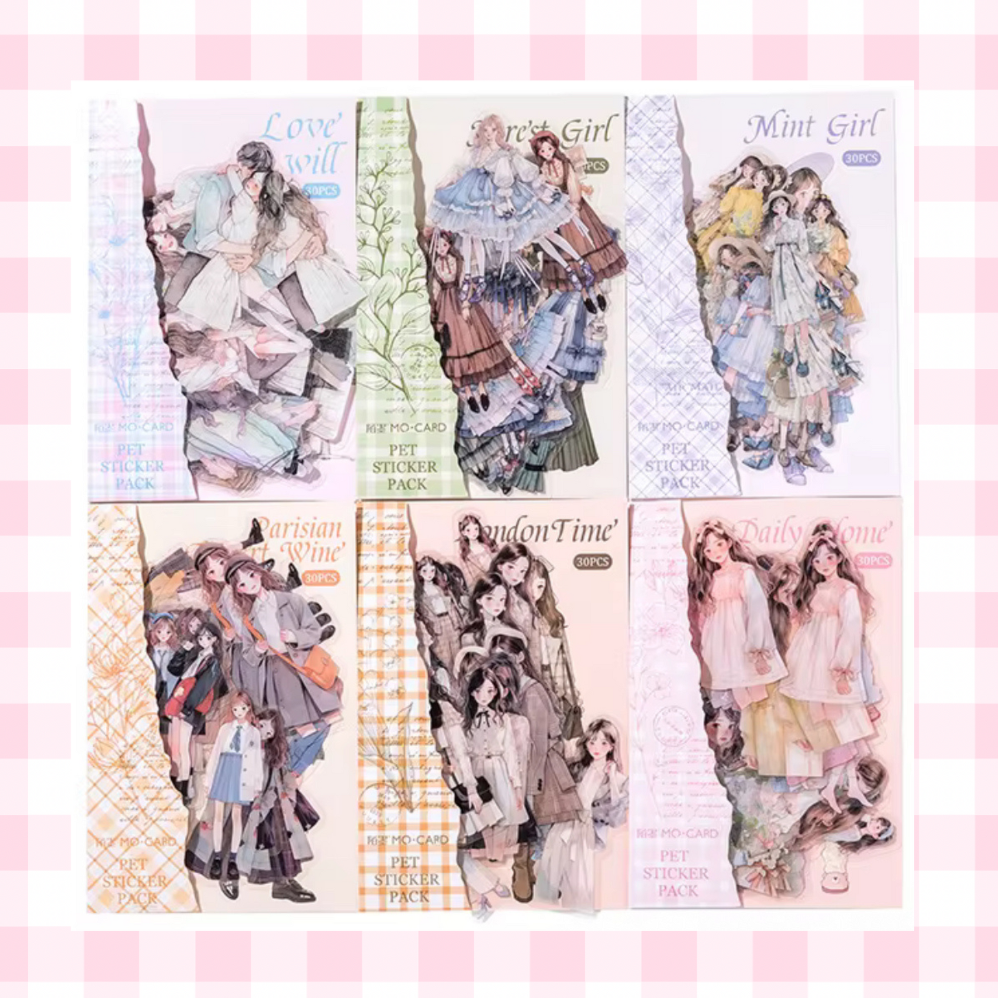 30pcs Character Sticker Pack, Exquisite Girl Stickers Sunny Sky Studio