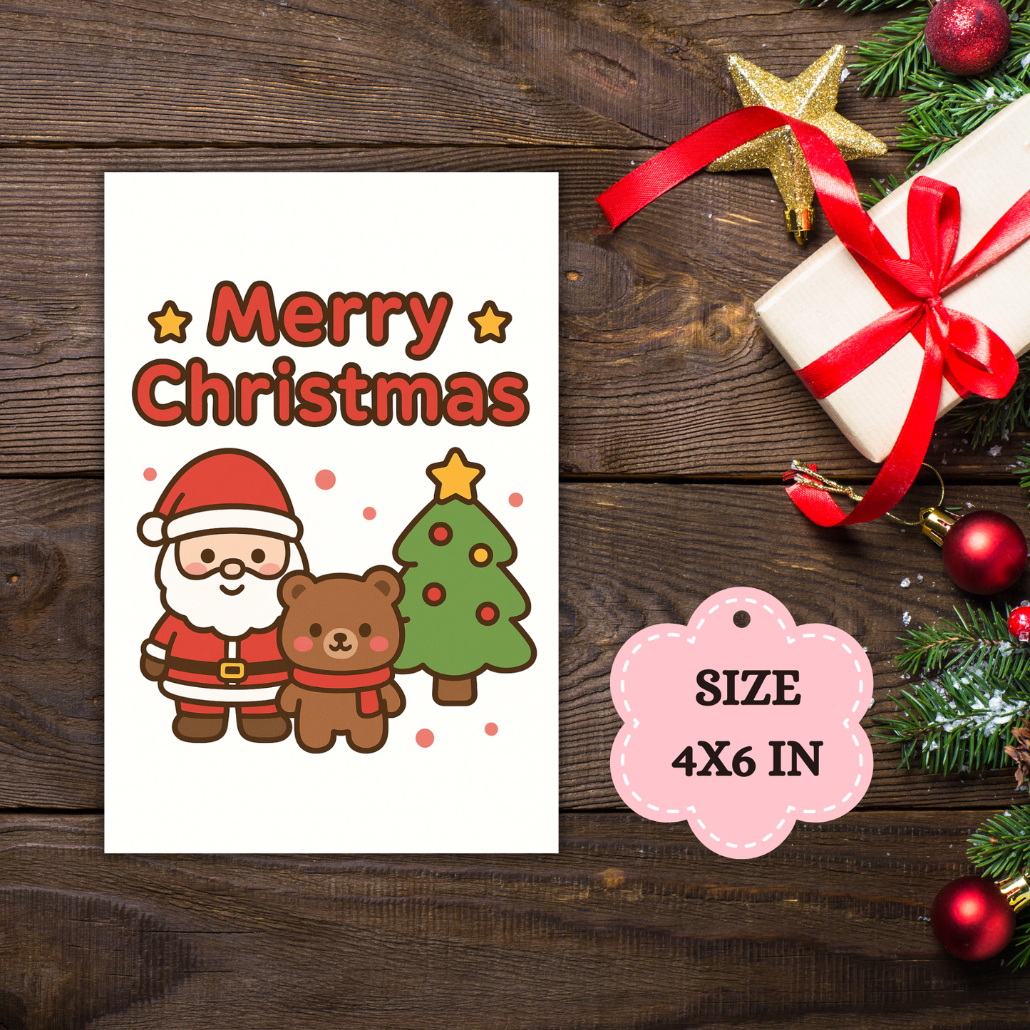 Kawaii Merry Christmas Postcard 5 Sunny Sky Studio