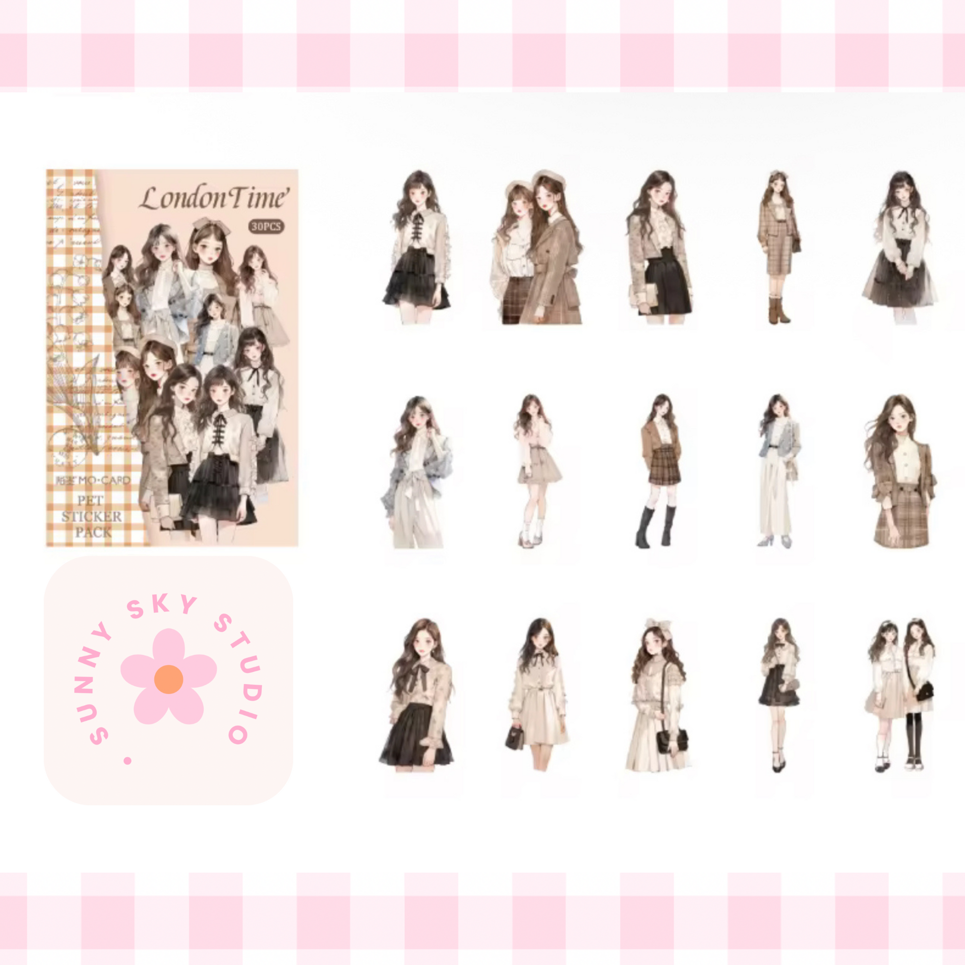 30pcs Character Sticker Pack, Exquisite Girl Stickers Sunny Sky Studio