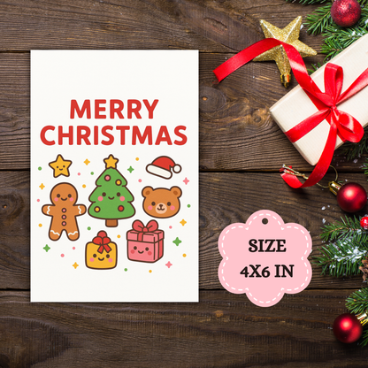 Kawaii Merry Christmas Postcard 6 Sunny Sky Studio