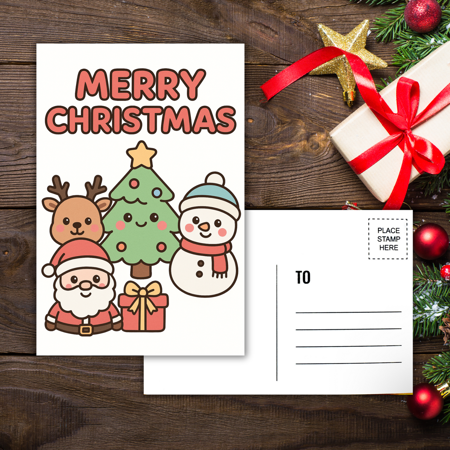 Kawaii Merry Christmas Postcard 8 Sunny Sky Studio