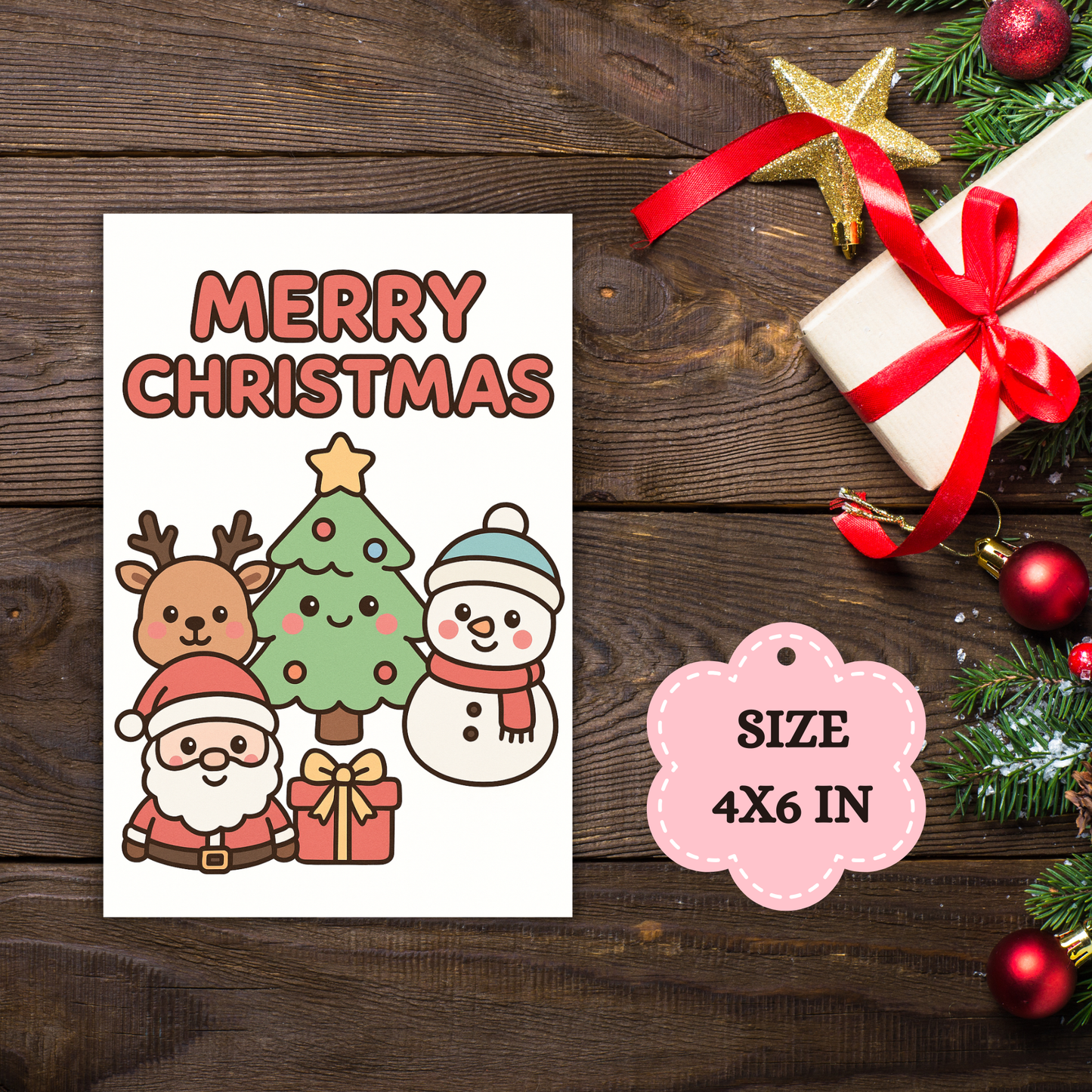 Kawaii Merry Christmas Postcard 8 Sunny Sky Studio