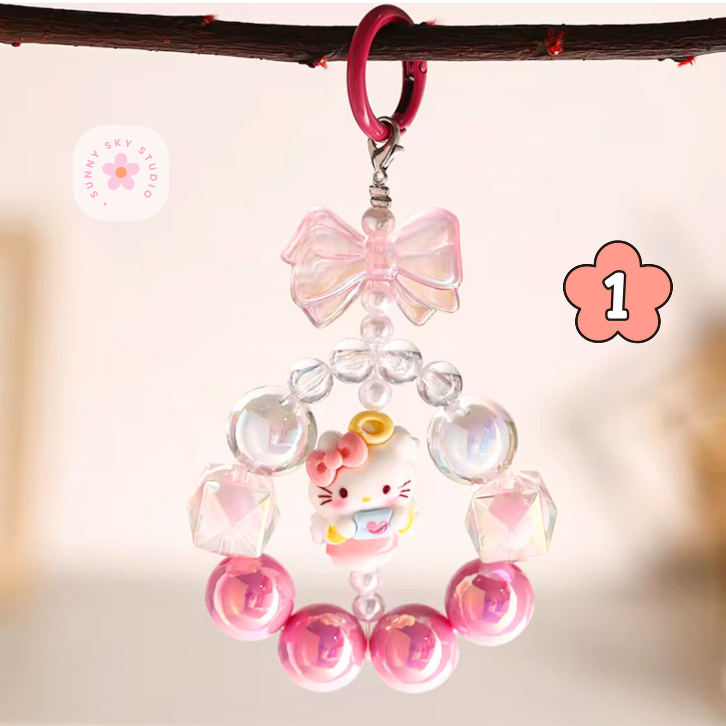 Beaded Acrylic Keychain – Colorful Charm 1 Sunny Sky Studio