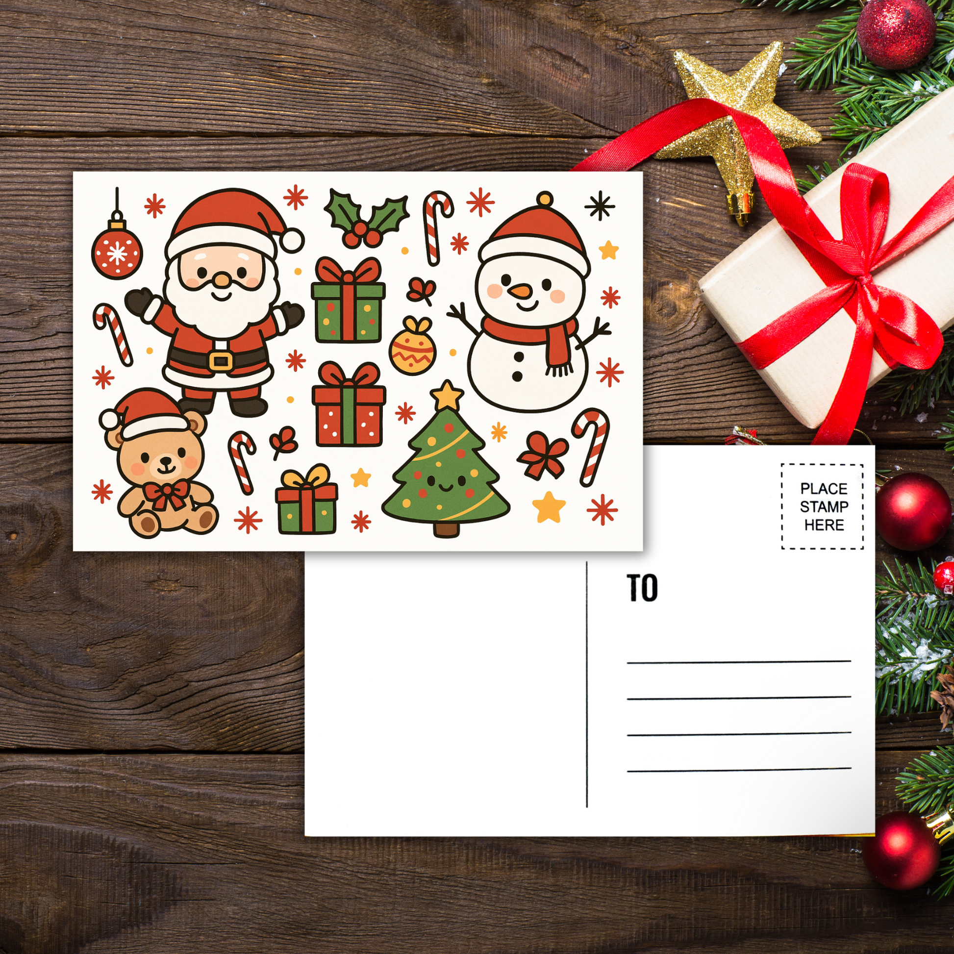 Kawaii Merry Christmas Postcard 8 Sunny Sky Studio