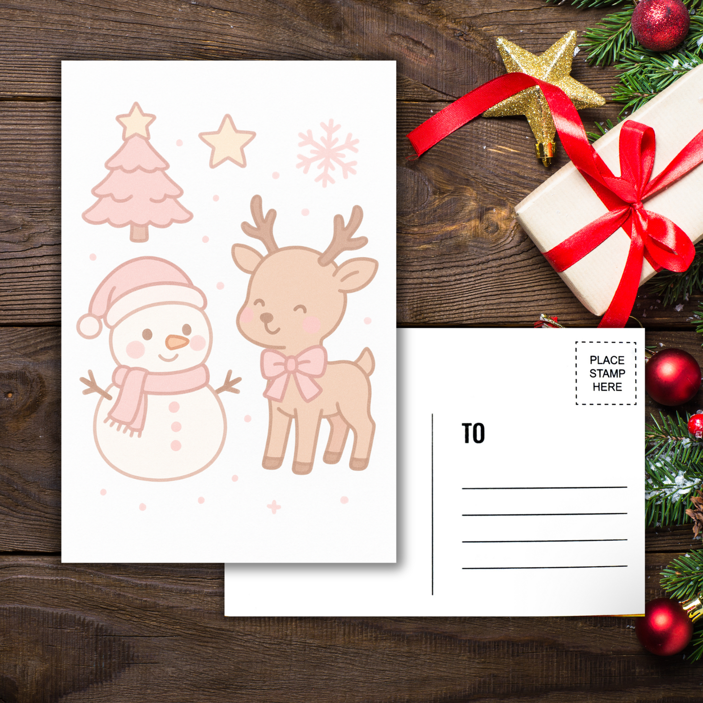 Kawaii Merry Christmas Postcard 9 Sunny Sky Studio