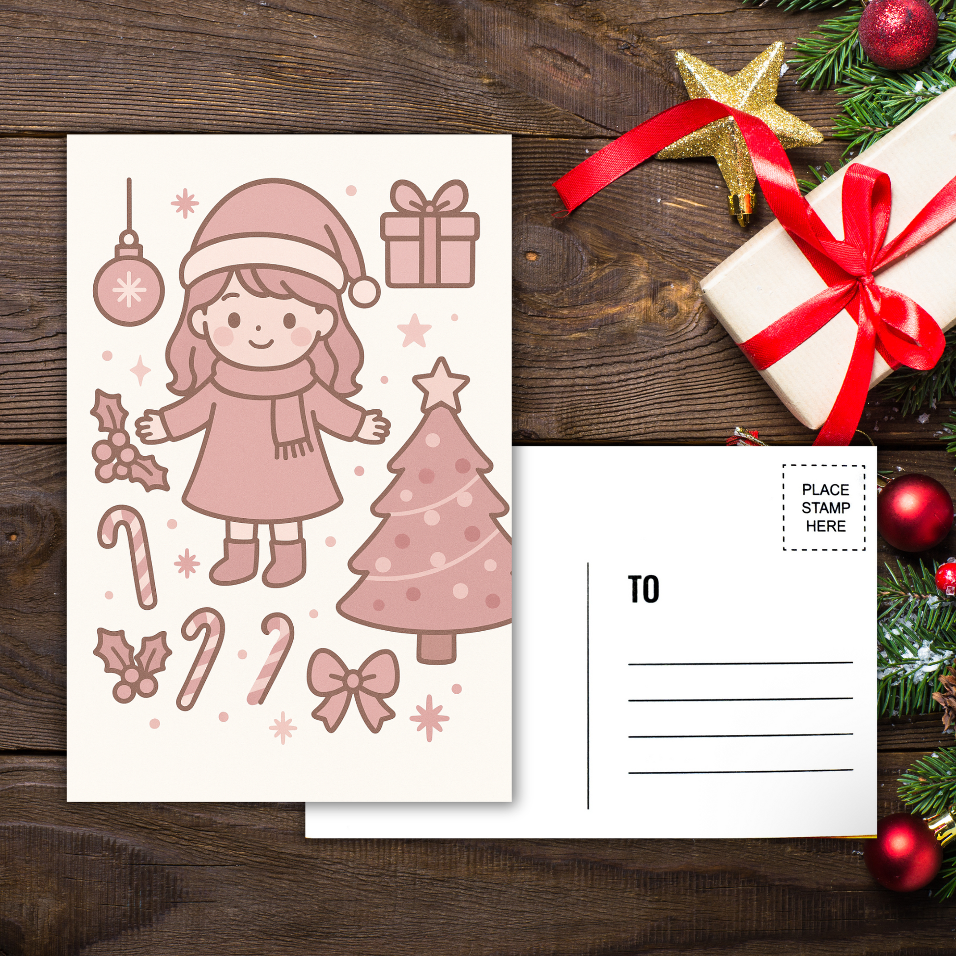 Kawaii Merry Christmas Postcard 10 Sunny Sky Studio