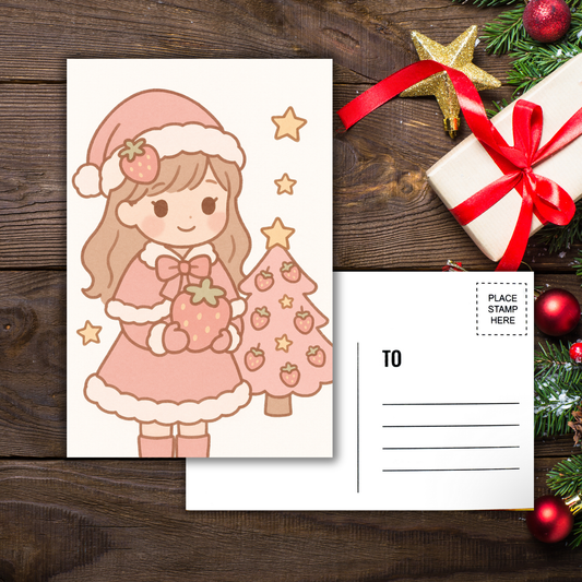 Kawaii Merry Christmas Postcard 14 Sunny Sky Studio